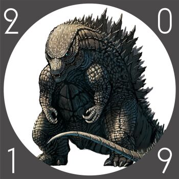 2019 blue_eyes chibi claws giant giant_monster glowing godzilla godzilla:_king_of_the_monsters godzilla_(2014) godzilla_(series) kaiju legendary_pictures monster monsterverse muscular muscular_arms muscular_other no_humans sharp_teeth spikes suttoko tail teeth toho