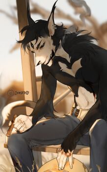 absurdres artist_name commentary commentary_request fluffy furry highres immorthis limited_palette original simple_background tail teeth watermark