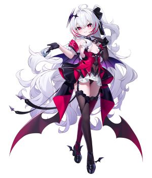 Rule 34 | 1girl, artist request, asymmetrical gloves, bat wings, black dress, black gloves, black panties, black shoes, black thighhighs, black wrist cuffs, block heels, breasts, card, cleavage, covered navel, cowlick, crossed legs, diamond (shape), dress, elbow gloves, full body, game cg, gloves, hair between eyes, highres, holding, holding card, layered dress, lilith (poker fate), long hair, looking at viewer, microdress, multicolored dress, multicolored hair, non-web source, official art, panties, poker fate, red dress, red eyes, red hair, red streaks, red thighhighs, see-through clothes, shoes, side ponytail, sideboob, single elbow glove, single wrist cuff, small breasts, solo, streaked hair, thighhighs, transparent background, underwear, uneven gloves, very long hair, white hair, wings, wrist cuffs