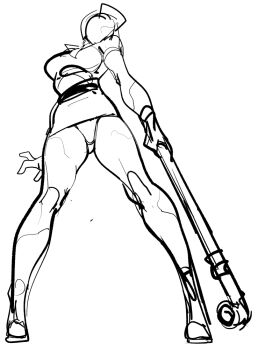 1girl breasts bubble_head_nurse cleavage curvy faceless faceless_female foreshortening gloves hat holding holding_weapon large_breasts low_angle monochrome monster_girl no_eyes nurse nurse_(silent_hill) nurse_cap panties perspective shiny_skin silent_hill silent_hill_(series) silent_hill_2 simple_background sketch solo standing underwear watatanza weapon wet wet_clothes white_gloves wide_hips