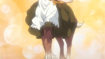 10s 1girl 2017 animal_ears animated animated_gif blonde_hair blue_eyes breasts centaur closed_eyes frilled_shirt frilled_shirt_collar frilled_skirt frilled_sleeves frills headscarf horse_ears horse_girl horse_tail jewelry large_breasts lea_(zton) monster_girl necklace one_eye_closed ponytail ribbon shirt skirt smile solo tagme tail taur white_headscarf white_skirt z-ton zton_jingai_animation:_a_beautiful_greed_nulu_nulu