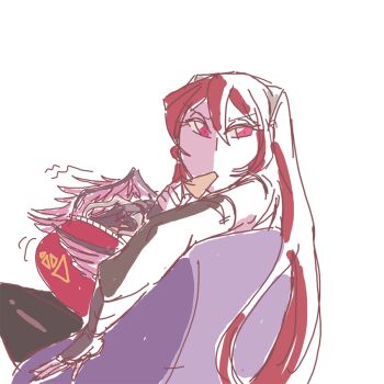 chair chips_(food) davewaterfalls dragon eating fire_emblem fire_emblem_awakening food grima_(fire_emblem) looking_back nintendo red_eyes red_hair severa_(fire_emblem) simple_background