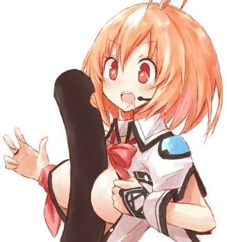 10s 1girl :d absurdres bad_id bad_pixiv_id between_breasts blush bow bowtie breasts brown_hair buran_(kure) bursting_breasts buttons clenched_hand drooling female_focus food food_bite from_side headset high_collar highres kami_jigen_game_neptune_v large_breasts long_hair makizushi marvelous marvelousaql_(neptunia) musical_note musical_note-shaped_pupils neptune_(series) no_bra open_clothes open_mouth open_shirt orange_hair pocket quaver red_eyes red_hair ribbon saliva saliva_trail sexually_suggestive shirt short_hair short_sleeves shoulder_pads side_slit simple_background sketch smile solo sushi symbol-shaped_pupils unbuttoned upper_body white_background wing_collar wrist_cuffs wrist_ribbon