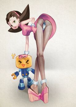 1girl ass bent_over breasts capcom hairband mega_man_(series) mega_man_legends_(series) servbot_(mega_man) tron_bonne_(mega_man) xu53r