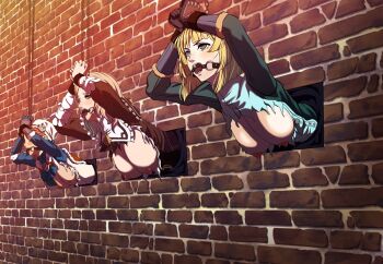 3girls annette_fantine_dominic arms_up bdsm blonde_hair blush bondage bound bound_wrists breasts breasts_out brown_eyes brown_hair captured chain chained chained_cuffs chained_wrists cuffs female_focus fire_emblem fire_emblem:_three_houses gag gagged green_eyes hanging_breasts indoors ingrid_brandl_galatea kou_(spad7u59) large_breasts long_hair medium_breasts mercedes_von_martritz multiple_girls nintendo nipples no_bra open_mouth paid_reward_available rape ring_gag short_hair tagme through_wall tongue tongue_out torn_clothes wall wrist_cuffs wrists_cuffed_together