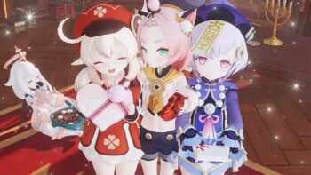 3d 3dimm_animations 4girls animal_ears animal_print animated animated_gif bikini newsboy_cap candy cat_ears chocolate chocolate_heart completely_nude cow_horns cow_print cow_print_bikini diona_(genshin_impact) english_text food genshin_impact hair_ornament happy_valentine hat hat_feather heart horns klee_(genshin_impact) loli mihoyo multiple_girls nude paimon_(genshin_impact) print_bikini qiqi_(genshin_impact) swimsuit third-party_edit valentine