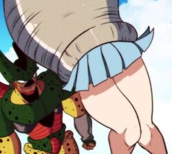 1girl animated ass_shake cell_(dragon_ball) creature crossover dragonball_z evil_grin evil_smile grin legs looking_at_another lower_body nami_(one_piece) one_piece ryona semi-perfect_cell skirt smile struggling stuck tagme video vore