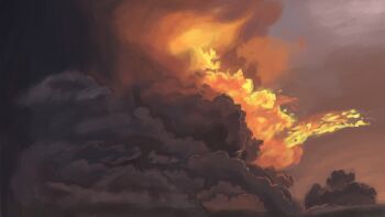 cloud cloudy_sky commentary fire highres kookaburrarex no_humans original scenery sky