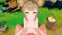 1boy 1girl 3d animated basket brown_eyes brown_hair chris_flandre cowgirl_position flat_chest genshin_impact girl_on_top happy_sex hetero highres koikatsu_(medium) loli looking_at_viewer navel nipples nude outdoors penis pov pov_crotch pov_hands pussy sex solo_focus sound straddling tagme torso_grab turnip vaginal video wagon yaoyao_(genshin_impact) yuegui_(genshin_impact)