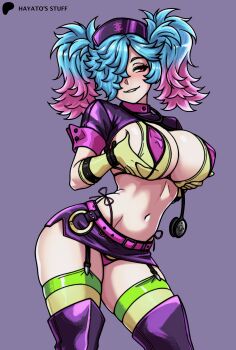 1girl absurdres blue_hair breasts fire_emblem fire_emblem_fates hair_over_one_eye halloween halloween_costume hayato_stuff highres large_breasts multicolored_hair nintendo nurse peri_(fire_emblem) pink_hair revealing_clothes