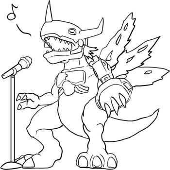 claws digimon digimon_(creature) full_body mechanical_arms meme metalgreymon monochrome music sharp_teeth singing solo tail teeth tyrannosaurus_rex what wings