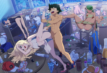 1boy 3girls after_vaginal aftersex ankle_grab ash_ketchum barefoot bent_over bikini bikini_bottom_aside bikini_skirt black_hair blonde_hair blue_hair blush censored chair clothed_female_nude_male clothing_aside completely_nude cum cum_in_pussy cumdrip desk dot_nose egg_vibrator fucked_silly green_eyes green_hair harem hetero hitachi_magic_wand holding_hands lana_(pokemon) leg_grab leg_lift lillie_(pokemon) long_hair lying mallow_(pokemon) messy_room mosaic_censoring multiple_girls nintendo nude on_back on_chair on_stomach on_table one-piece_swimsuit open_mouth penis pokemon pokemon_(anime) pokemon_sm_(anime) pussy sex sex_from_behind sex_toy shoes short_hair sneakers soles spread_legs swimsuit table tissue_box toes toiro_gawon unworn_clothes used_tissue vaginal vibrator