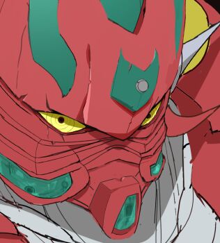 armor close-up colored_sclera getter_arc getter_robo getter_robo_arc looking_at_viewer magett mecha mecha_focus no_humans portrait red_armor ringed_eyes robot solo super_robot yellow_eyes yellow_sclera