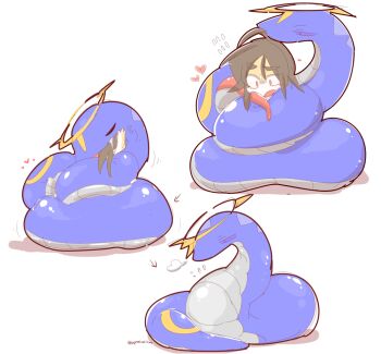 brown_hair mizuki_(lv43) open_mouth original red_eyes sequential simple_background snake vore white_background