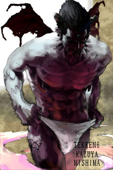 1boy black_hair black_wings bulge demon_wings devil mishima_kazuya tekken wings
