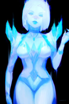 1girl alex_chow black_background blue_gemstone blue_lips blue_skin colored_skin diamond_(shape) diamond_skin emma_frost gem highres jewelry leotard looking_at_viewer marvel marvel_rivals necklace short_hair solo tagme x-men