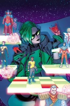 3girls 6+boys black_dress black_gloves black_jacket bodysuit cable_(marvel) cannonball_(x-men) character_doll character_request chessboard comic_cover commentary dark-skinned_female dark-skinned_male dark_skin doll dress english_commentary gloves green_dress green_gloves green_hair green_jacket green_lips highres jacket looking_to_the_side lorna_dane marvel matt_wilson multicolored_bodysuit multicolored_dress multicolored_gloves multicolored_jacket multiple_boys multiple_girls muscular muscular_male official_alternate_costume official_alternate_hair_length official_alternate_hairstyle official_art polaris_(x-men) red_bodysuit russell_dauterman sitting storm_(x-men) sunglasses superhero_costume two-tone_dress two-tone_gloves two-tone_jacket western_comics_(style) white_hair x-men x-uniform