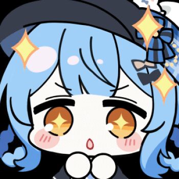 +_+ 1girl :o animated animated_gif artist_collaboration black_capelet black_hat blue_hair blush_stickers braid braided_hair_rings capelet chibi chibi_only chunye_haruya excited hair_rings hands_up hat looking_at_viewer lowres mahou_shoujo_no_majo_saiban nekoyashiki_riri no_nose open_mouth rayman_limbs short_hair simple_background solo sparkle tachibana_sherry transparent_background upper_body yellow_eyes