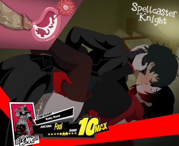 1boy 1girl amamiya_ren black_hair blush breasts closed_eyes clothed_male_nude_female cross-section crossover cum cum_in_pussy ejaculation fertilization hetero highres impregnation internal_cumshot kiss lying megami_tensei missionary nipples nude on_back on_bed ovum pale_skin penis persona persona_5 persona_5_royal red_hair amamiya_ren ruby_rose rwby sex short_hair source_request spellcaster_knight sperm_cell spread_legs uterus vaginal x-ray