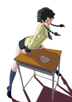 00s 1girl arched_back arm_support artist_request bent_over black_hair blazer blue_socks blush braid breasts buttons closed_eyes clothed_masturbation code_geass collared_shirt crotch_rub desk emblem euphemia_li_britannia female_focus female_masturbation from_side full_body glasses hair_over_shoulder indoors jacket kneehighs leaning_forward legs_apart long_hair long_sleeves masturbation miniskirt moaning necktie nina_einstein open_mouth pencil_skirt photo_(object) purple_hair raised_eyebrows school_desk school_uniform serafuku shadow shirt shoes simple_background skirt small_breasts socks solo sweat table table_humping tiptoes twin_braids white_background wince yuri