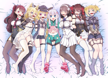 astolfo_(fate) ball_gag bdsm blonde_hair bondage bound breasts clip_studio_paint_(medium) commission dress eudetenis g41_(girls&#039;_frontline) gag girls&#039;_frontline green_eyes highres izumi_sagiri jacket medium_breasts multiple_girls original pinstripe_pattern pinstripe_vest shirt short_hair skirt sr-3mp_(girls&#039;_frontline) striped_clothes striped_vest type_95_(girls&#039;_frontline) type_97_(girls&#039;_frontline) vest wa2000_(girls&#039;_frontline) welrod_mkii_(girls&#039;_frontline)