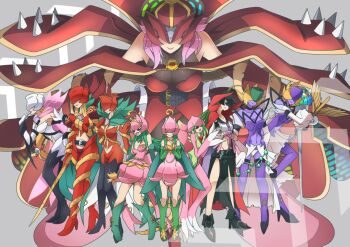 Rule 34 | 6+girls, bancholilimon, biolotusmon, breasts, cape, covered eyes, digimon, digimon (creature), fairy, flower, lilamon, lilimon, lilimon x-antibody, lotusmon, mask, medium breasts, monster girl, multiple girls, petals, plant girl, rafflesimon, rosemon, rosemon burst mode, rosemon x-antibody, smile