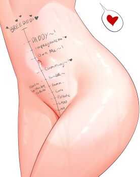 1girl absurdres bad_grammar body_writing close-up completely_nude dick-o-meter doggo_(user_pfgg4237) english_text engrish_text fate/grand_order fate/kaleid_liner_prisma_illya fate_(series) female_focus groin head_out_of_frame heart highres hip_focus illyasviel_von_einzbern loli measuring navel nude penis_measuring ranguage simple_background solo spoken_heart stomach thick_thighs thighs white_background wide_hips