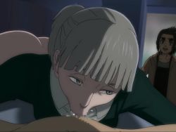 1boy 2girls :&gt;= animated ass blonde_hair blunt_bangs bottomless brocksnfumiko brown_hair censored divine_wine_(vampiranhya) fellatio gabi_braun grey_eyes hetero indoors interior loli looking_at_another looking_to_the_side looping_animation moaning mosaic_censoring multiple_girls open_mouth oral penis ponytail shingeki_no_kyojin small_penis sound video zofia_(shingeki_no_kyojin)