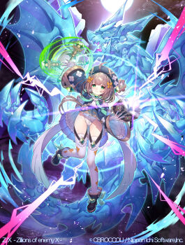 Rule 34 | 1girl, beret, book, bow, bowtie, commentary request, dragon, gloves, hat, highres, hime cut, holding, holding wand, ice dragon, kt. (kaisou-notagui), magical girl, official art, orange bow, orange bowtie, panties, short hair, smile, thighhighs, underwear, wand, white gloves, white panties, white thighhighs, z/x