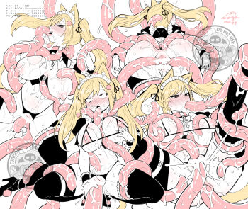1girl 2022 :d amy7996659 anal animal_ear_fluff animal_ears anus apron artist_name ass bar_censor black_bra black_panties black_ribbon black_thighhighs blonde_hair blush bow bowtie bra breasts brown_eyes cat_ears cat_girl cat_tail censored chain chinese_commentary clitoral_stimulation clothed_sex commentary_request commission cowboy_shot crotchless crotchless_panties cum cum_in_mouth cum_in_pussy cupless_bra dated double_anal double_penetration facebook_username fellatio frilled_apron frilled_thigh_strap frilled_wristband frills full_body grabbing_own_breast hair_between_eyes hair_ornament hair_ribbon highres large_breasts long_hair maid multiple_anal multiple_views navel nipples nose_blush open_mouth oral original panties pixiv_id plurk_username pom_pom_(clothes) pom_pom_hair_ornament profile puffy_short_sleeves puffy_sleeves pussy ribbon rolling_eyes saliva sex sex_from_behind short_sleeves simple_background smile spread_legs spread_pussy spreading_another&#039;s_pussy squatting stomach sweat tail teeth tentacle_sex tentacles thigh_strap thighhighs tongue tongue_out twintails twitter_username underwear upper_teeth_only watermark white_background