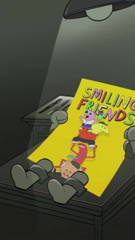 2koma aioi_yuuko animated bazooka black_hair blue_hair character_request charlie_(smiling_friends) comic comparison english_text glasses glep_(smiling_friends) minakami_mai mr._frog_(smiling_friends) naganohara_mio nichijou opening pim_(smiling_friends) professor_shinonome rocket_launcher sakamoto_(nichijou) smiling_friends surgeon tagme video weapon