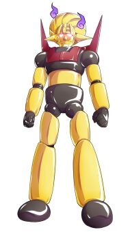 Rule 34 | alphes (style), clenched hands, closed mouth, dairi, full body, glowing, glowing eyes, highres, hisou tensoku, large variant set, legs apart, looking at viewer, mecha, no humans, parody, robot, solo, spikes, standing, style parody, tachi-e, touhou, touhou hisoutensoku, transparent background, variant set, wings