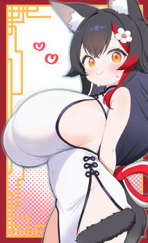 alternate_costume breasts china_dress chinese_clothes dress hololive huge_breasts kani_bonara ookami_mio vitual_youtuber