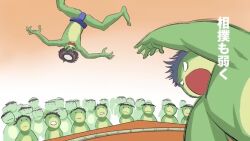 aircraft airplane airport animated bell bikini blue_eyes blue_hair book bouncing_breasts breasts cleavage collar crescent food fruit furry glasses gun hat highres interior journey_to_the_west kappa large_breasts long_hair monk monkey moon murata_yuusuke pig_girl police purple_eyes purple_hair shield shorts sleeping sunglasses swimsuit tail tan tanline video watermelon weapon zaiyuki