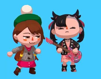 Rule 34 | 2girls, 3d, :3, a hat in time, andrei mishanin, animal crossing, animated, backpack, bag, black hair, black jacket, boots, brown boots, brown hair, cardigan, chibi, closed eyes, dancing, dress, electric guitar, gloria (pokemon), grey cardigan, guitar, hat, instrument, jacket, looping animation, low poly, marnie (pokemon), meme, multiple girls, multiple views, music, nintendo, no one's around to help (meme), parody, pink dress, playing instrument, pokemon, pokemon sword and shield, smile, style parody, tagme, tam o' shanter, turnaround, video