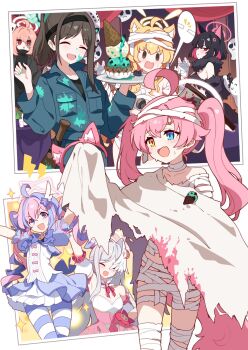 6+girls ahoge airi_(blue_archive) airi_(halloween)_(blue_archive) animal_ear_fluff animal_ears black_hair black_jacket black_shirt black_sweater_vest blonde_hair blue_archive blue_eyes breasts brown_hair cleavage closed_eyes dress food hair_ornament halo head_wings heterochromia highres hoshino_(blue_archive) ice_cream ideolo jacket kazusa_(blue_archive) kazusa_(halloween)_(blue_archive) magical_girl multicolored_hair multiple_girls mummy_costume nail_polish natsu_(blue_archive) natsu_(halloween)_(blue_archive) open_mouth pink_dress pink_hair ponytail purple_dress purple_eyes purple_hair red_eyes reisa_(blue_archive) reisa_(magical)_(blue_archive) shirt short_hair single_head_wing skirt sparkle suzumi_(blue_archive) suzumi_(magical)_(blue_archive) sweatdrop sweater_vest twintails white_hair wings yellow_eyes yoshimi_(blue_archive) yoshimi_(halloween)_(blue_archive)