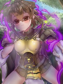 1girl absurdres arm_grab aura breasts brown_eyes brown_hair corruption cum cum_in_pussy dark_aura delthea_(fire_emblem) disinterested expressionless eyes_in_shadow female_focus fire_emblem fire_emblem_echoes:_shadows_of_valentia forest frown girl_on_top hair_between_eyes highres holding_hands icecream_(kwsu2482) looking_at_viewer mind_control nature nintendo outdoors pov ponytail pov rape short_hair small_breasts solo_focus spread_legs straddling tatarrah thighs vaginal