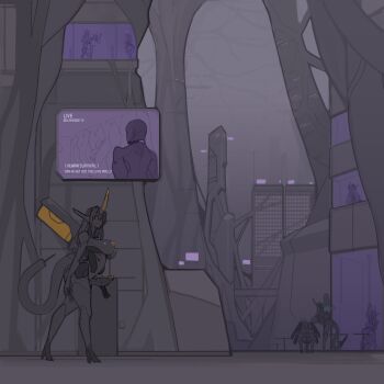 1boy 3girls 4futa absurdres against_window architecture black_sclera blue_horns breasts bridge building city cleavage collar colored_sclera completely_nude corruption cup cyborg english_text futanari glowing_horns grey_sky hair_between_eyes high_heels highres holding holding_cup holding_pole horns implied_sex large_breasts large_penis long_hair mecha_musume mechanization megastructure multiple_futa multiple_girls nude original outdoors penis pink_horns platinum1945 pole pole_dancing robot robot_ears science_fiction screen sitting sky skyscraper standing table tail third_eye_on_chest walking window yellow_eyes yellow_horns