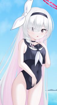 absurdres blue_archive commentary_request highres peeeeee5765 plana_(blue_archive) sailor_collar swimsuit swimsuit_under_clothes