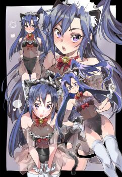 1girl absurdres blue_hair blush ga-006 groin highres kazanari_tsubasa purple_eyes senki_zesshou_symphogear tagme tail