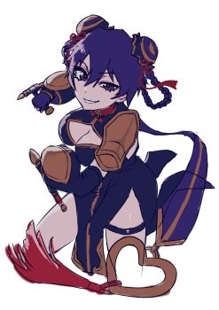 1girl bambietta_basterbine bleach bleach:_brave_souls bleach:_sennen_kessen-hen breasts cleavage looking_at_viewer official_alternate_costume smile solo