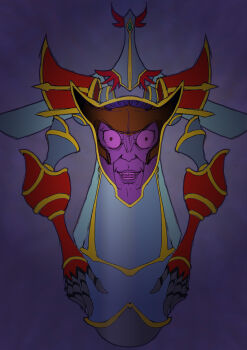 1boy absurdres artist_request creepy duel_monster grin highres looking_at_viewer machine mechanical_wings metaion_the_time_lord mirror no_humans shaded_face smile solo wings yu-gi-oh!