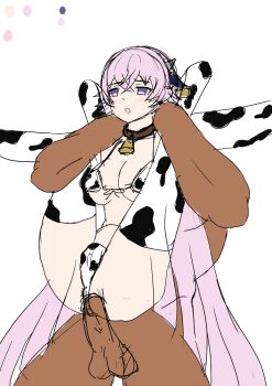 1boy 1girl animal_print bikini cow_print cow_print_bikini grimms_notes highres kinnotamanosuke long_hair magic_mirror_(grimms_notes) print_bikini purple_hair sex sketch swimsuit unfinished