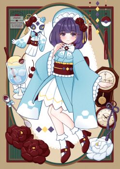 1girl absurdres alternate_costume chaton_(chatoncerisier) froslass gen_4_pokemon gwynn_(pokemon) highres nintendo pokemon pokemon_(creature) pokemon_legends:_z-a purple_eyes purple_hair