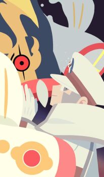 1boy closed_mouth coat commentary_request eelektross emmet_(pokemon) from_side gen_5_pokemon gloves grey_eyes grey_hair hand_up hat high_collar korean_commentary long_sleeves male_focus mega_eelektross nintendo peaked_cap pokemon pokemon_bw seku_000 short_hair sideways_glance smile white_coat white_gloves white_hat