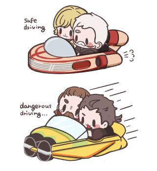 Rule 34 | :3, anakin skywalker, beard, blonde hair, blush stickers, brown hair, chibi, dual persona, english text, facial hair, father and son, highres, luke skywalker, teacher and student, multiple boys, mustache, nikkigam, obi-wan kenobi, old, old man, open mouth, science fiction, simple background, star wars, star wars: a new hope, star wars: attack of the clones, white background