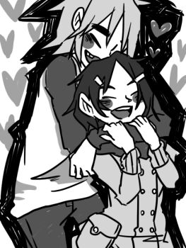 1boy 1girl 2d_(gorillaz) blush closed_eyes gorillaz happy heart noodle_(gorillaz) smile