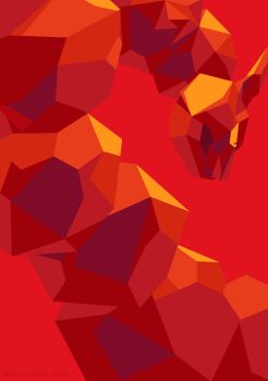 Rule 34 | closed mouth, commentary request, faux 3d, gen 1 pokemon, highres, hisashi999, looking ahead, low poly, nintendo, no humans, onix, pokemon, pokemon (creature), red background, red theme, simple background, solo, twitter username