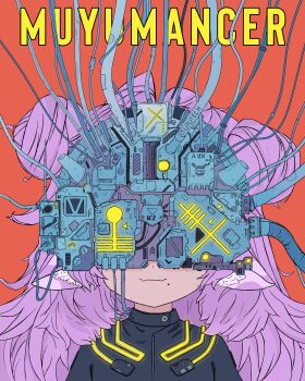 1girl absurdres animal_ears bodysuit cow_ears cyberpunk double_bun erwinwitch50196 hair_bun highres long_hair mole mole_under_mouth muu_muyu neuromancer phase_connect portrait purple_hair simple_background smile virtual_youtuber