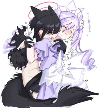 2girls biting highres kazusa_(blue_archive) kazusa_(halloween)_(blue_archive) multiple_girls navel reisa_(blue_archive) reisa_(magical)_(blue_archive) sych1590 tagme tail yuri